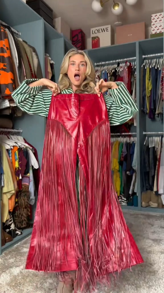 Fringed leather trousers