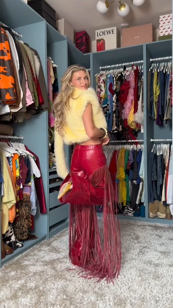 Fringed leather trousers