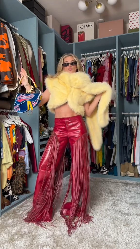 Fringed leather trousers