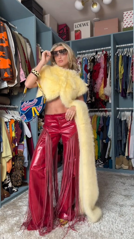 Fringed leather trousers