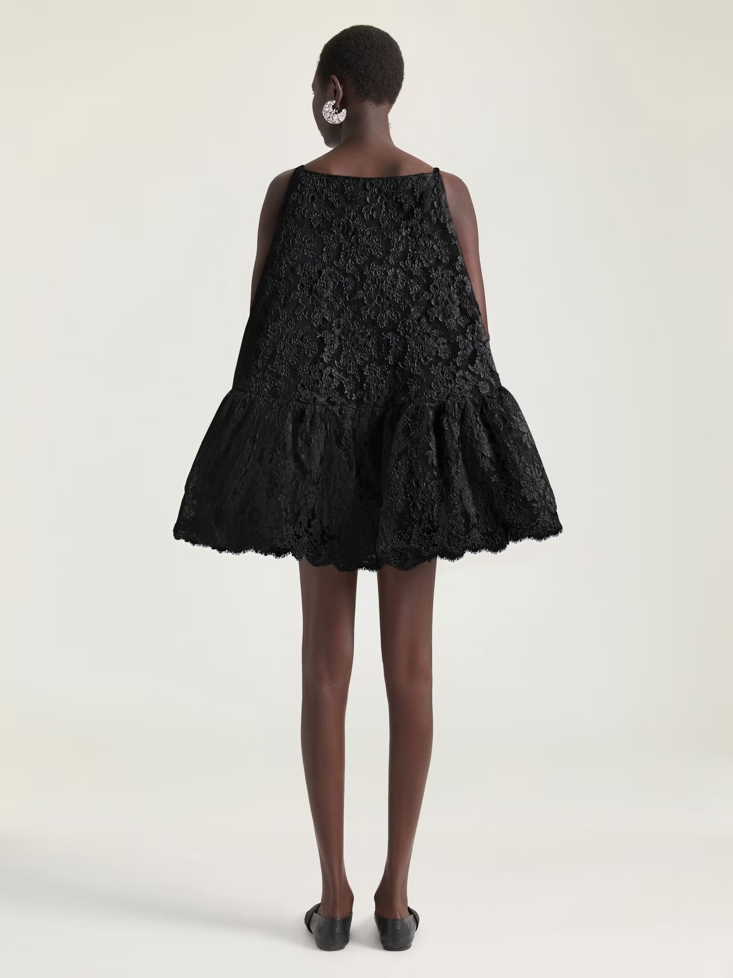 Sliced Mini Ruffled Dress In Lace